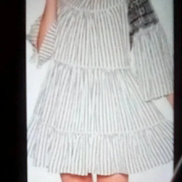 Free people Lola embroidered mini dress striped tier open back blk & wte M - Picture 2 of 11